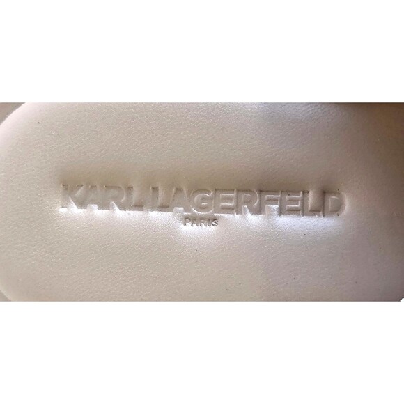 KARL LAGERFELD Paris Clarina Sandals Iridescent Leather 10 Platform Chunky Heels - Picture 3 of 12